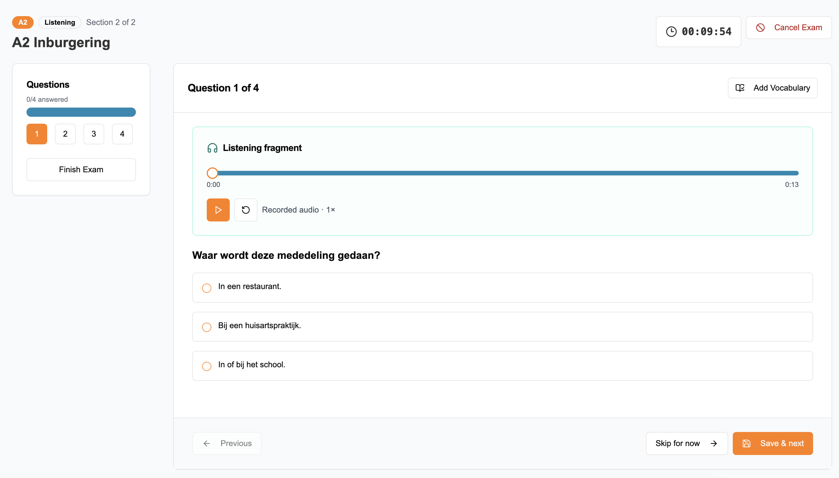 MijnJuffie timed listening exam simulation